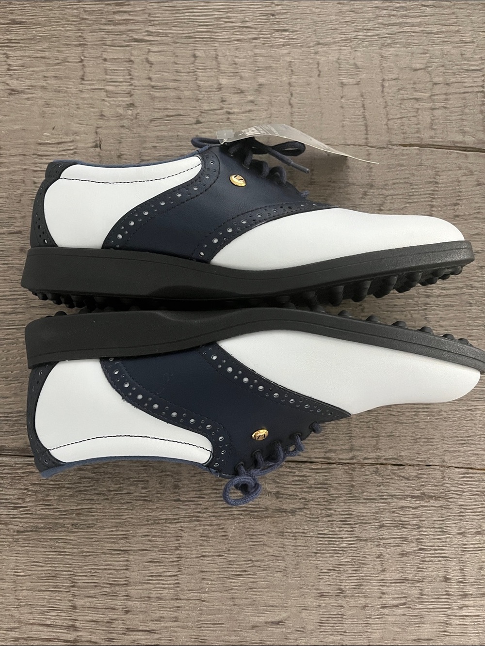 Women's Vintage EZ Step Dri Lex Golf Shoes White and Navy Lace-Up Size 7 - Picture 4 of 12